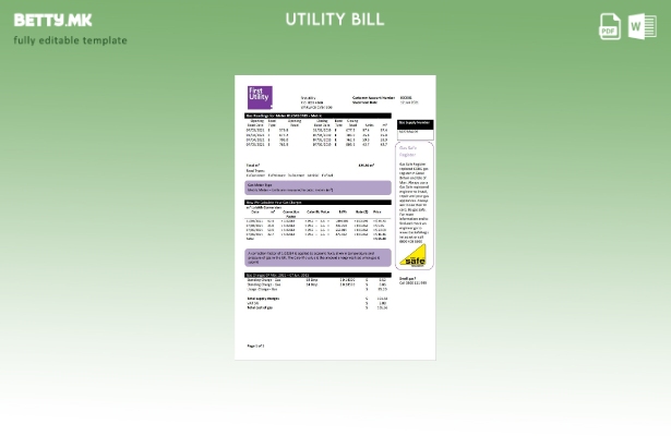Модерен стил Обединетото Кралство Warwick First Utility шаблон за сметки